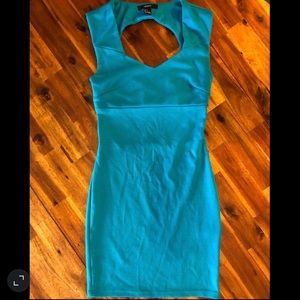 Turquoise mini dress with cross back